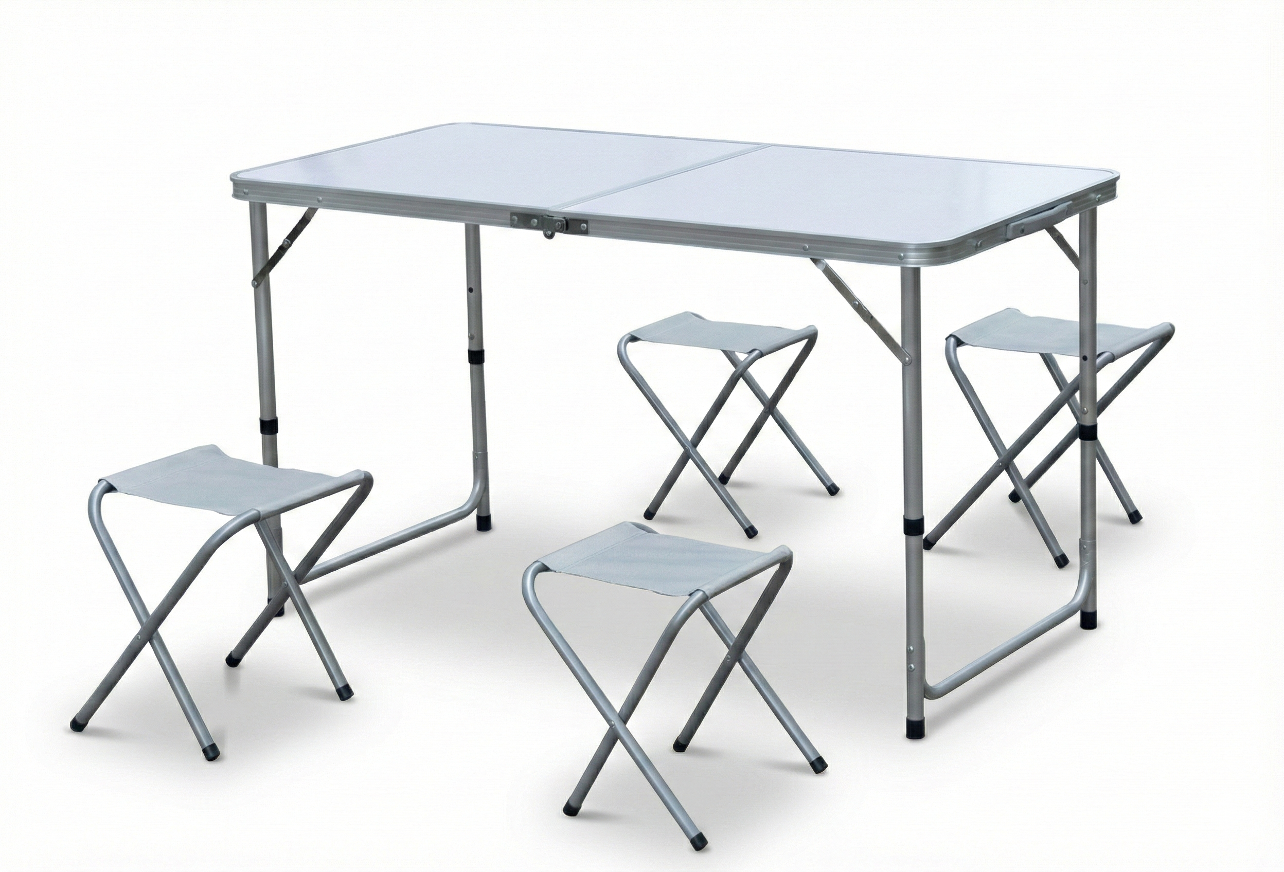 Katlanabilir Alüminyum Kamp Masa 4'lü Tabure Seti